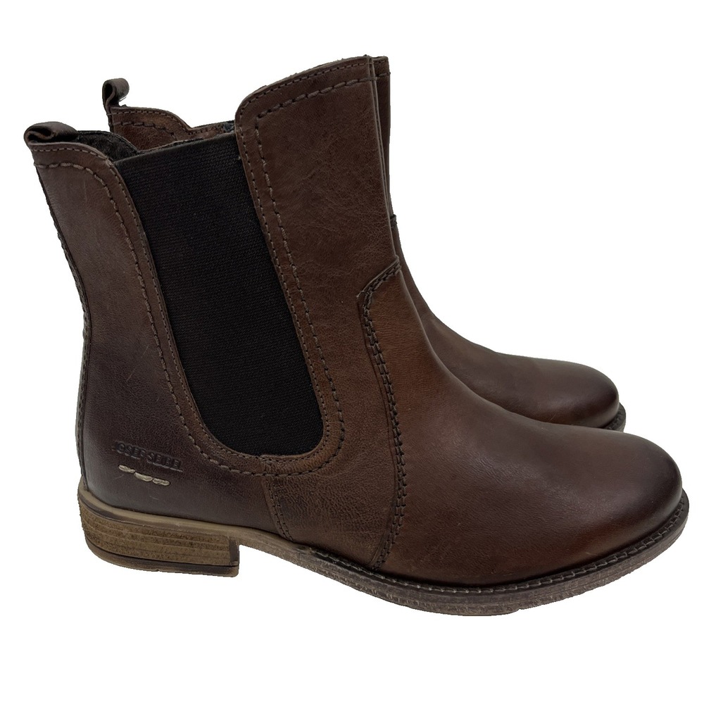 Josef Seibel Women Sienna Chelsea Brown Leather Boots Size EU 38 US 7-7.5